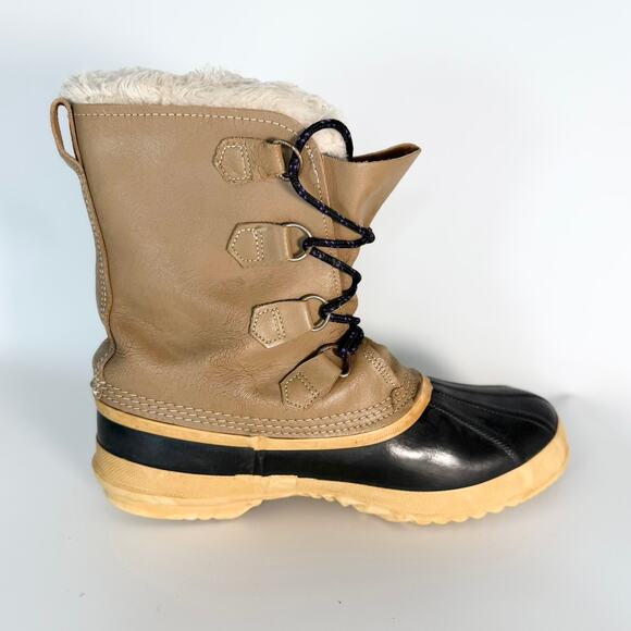 Sorel Manitou Waterproof Fleece Nubuck Leather Rubber Winter Boots Tan Men 10 - Picture 8 of 13